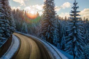 snowy mountain road