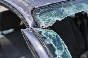 property damage on a car - shattered window